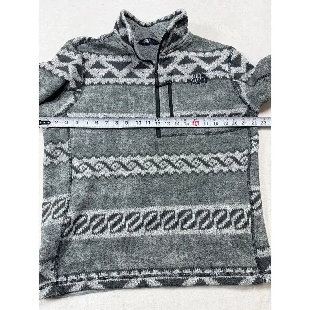 The North Face Tribal Southwest 1/4 Zip Fleece Pullover Gray Men Lg Gorpcore